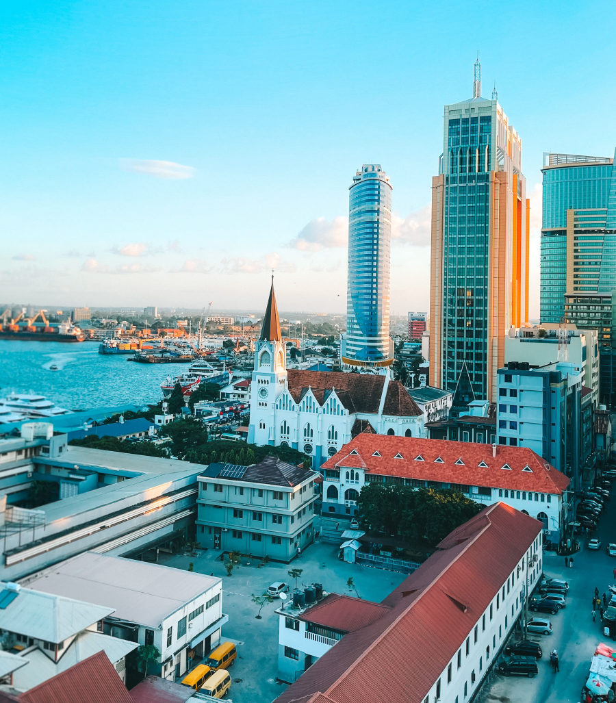 Dar es Salaam skyline and harbour